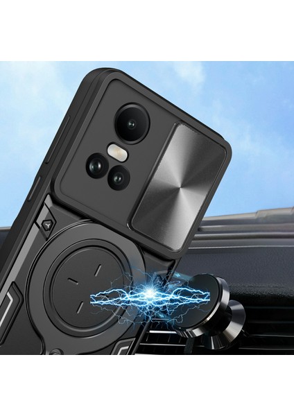 Oppo RENO10 5G(GLOBAL)/RENO10 Pro 5g(Global)Kılıf Tpu+Pc Telefon Kılıfları Kickstand, Kayar Lens Penceresi-Siyah (Yurt Dışından) indirimleri