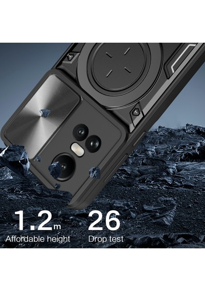 Oppo RENO10 5G(GLOBAL)/RENO10 Pro 5g(Global) Kılıf Tpu+Pc Telefon Kılıfları Kickstand, Kayar Lens Penceresi-Pembe (Yurt Dışından) modelleri