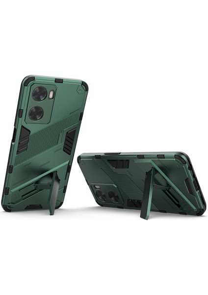 Oppo A57 4G/A57S 4g Combo Pc+Tpu Arka Kılıf Eller Serbest Destekli Şok Emici Kılıf-Yeşil (Yurt Dışından) modelleri