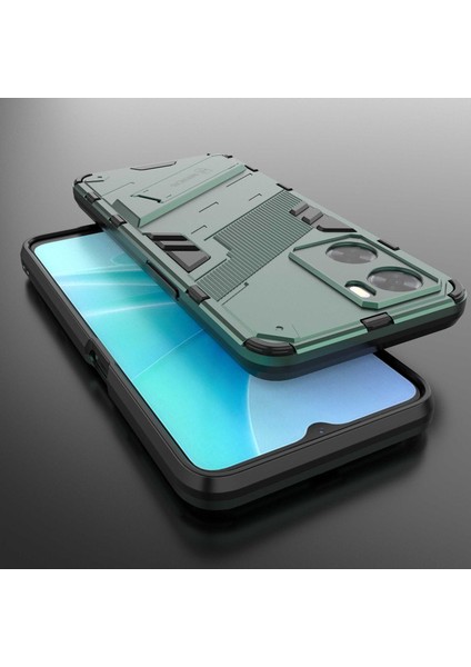 Oppo A57 4G/A57S 4g Combo Pc+Tpu Arka Kılıf Eller Serbest Destekli Şok Emici Kılıf-Yeşil (Yurt Dışından) fırsatları