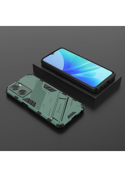 Oppo A57 4G/A57S 4g Combo Pc+Tpu Arka Kılıf Eller Serbest Destekli Şok Emici Kılıf-Yeşil (Yurt Dışından) indirimleri