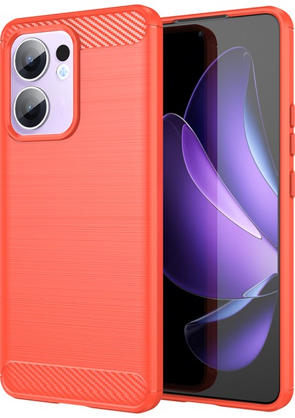 Oppo RENO13 F 5g Kılıf Koruyucu Telefon Kapağı Karbon Fiber Doku Fırçalanmış-Kırmızı (Yurt Dışından)