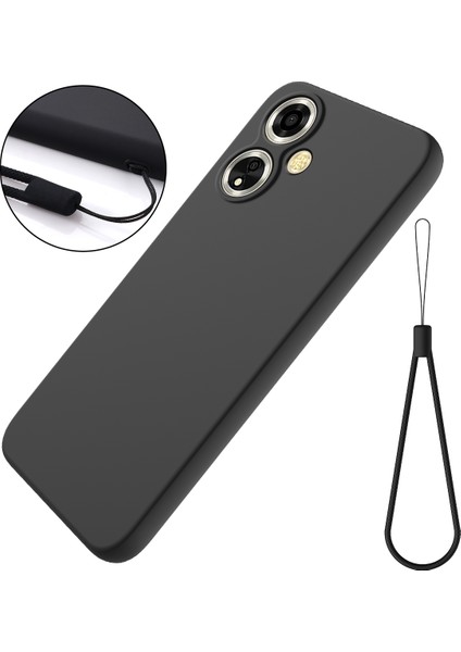 Oppo A59 5G/A2M 5g Cep Telefonu Kılıfı Yumuşak Astarlı Sıvı Silikon Düşmeye Lı Kapak-Siyah (Yurt Dışından)