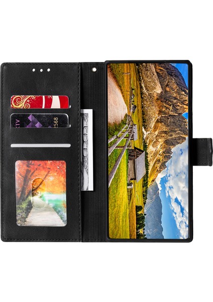 Oppo RENO13 Pro 5g Deri Kılıf Ekleme Dikişli Cüzdan Telefon Kılıfı Bilek Kayışı Ile-Siyah (Yurt Dışından) modelleri