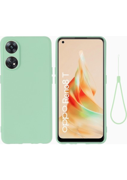 Oppo Reno8 T 4g Için Telefon Kılıfı, Kayışlı Sıvı Silikon Yumuşak Astarlı Darbeye Dayanıklı Akıllı Telefon Kılıfı-Yeşil (Yurt Dışından)
