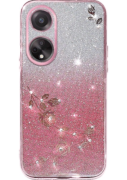 Kadem Simli Telefon Kılıfı Oppo A98 5g Rhinestone Çiçek Tpu Degrade Arka Kılıf-Gül Altın (Yurt Dışından)