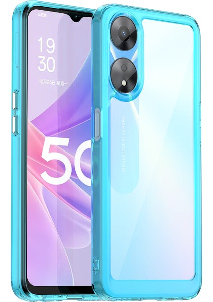 Oppo A58 5g Için Cep Telefonu Kabuğu, Toz Önleyici Tpu + Akrilik Telefon Kılıfı Koruyucu Kapak - Şeffaf Mavi (Yurt Dışından)