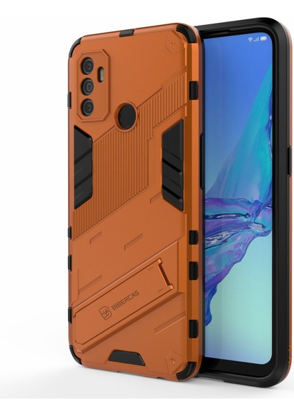 Oppo A53 4g-Turuncu Için Kickstandlı Darbeye Dayanıklı Pc+Tpu Hibrit Telefon Kılıfı (Yurt Dışından)