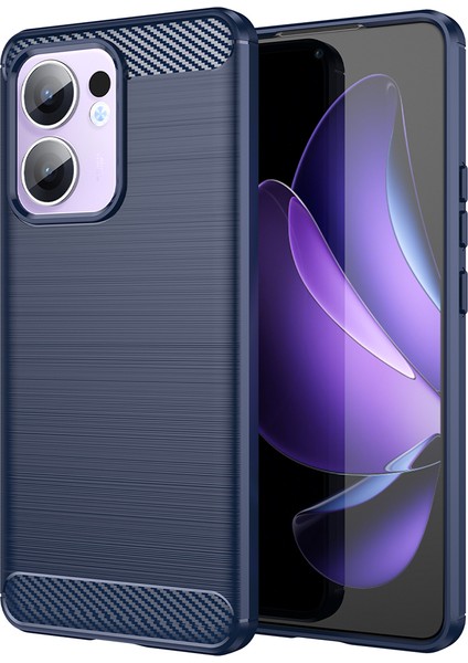 Oppo RENO13 F 5g Kılıf Koruyucu Telefon Kapağı Karbon Fiber Doku Fırçalanmış-Mavi (Yurt Dışından)