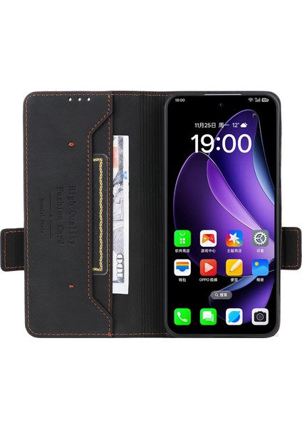 Oppo RENO13 Pro 5g Kılıf Deri Cüzdan Kapaklı Telefon Kılıfı Donanım Dekorlu-Siyah (Yurt Dışından) modelleri