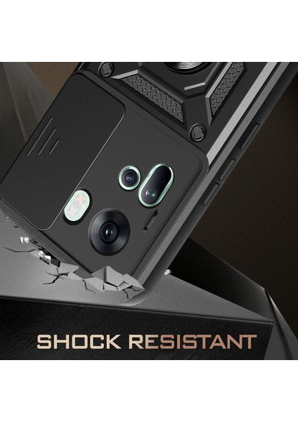 Oppo RENO11 5g (Global) Kılıf Kickstand Pc + Tpu Telefon Kabuğu Kayar Kamera Kapağı - Mavi (Yurt Dışından) fiyatları