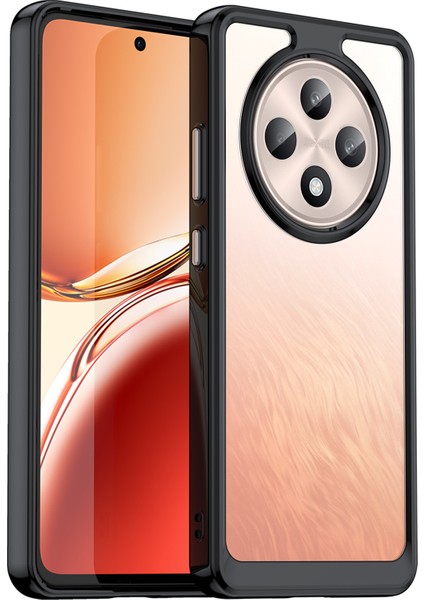 Oppo RENO12 F 5G/RENO12 F 4g Darbeye Dayanıklı Kılıf Tpu+Akrilik Koruyucu Şeffaf Telefon Kılıfı-Siyah (Yurt Dışından)