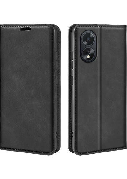 Oppo A38 4g Telefon Kılıfı Pu Deri Cüzdan Standı Düşmeye Karşı Cilt Dokunma Hissi Kapak-Siyah (Yurt Dışından)