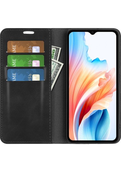 Oppo A38 4g Telefon Kılıfı Pu Deri Cüzdan Standı Düşmeye Karşı Cilt Dokunma Hissi Kapak-Siyah (Yurt Dışından) fiyatları