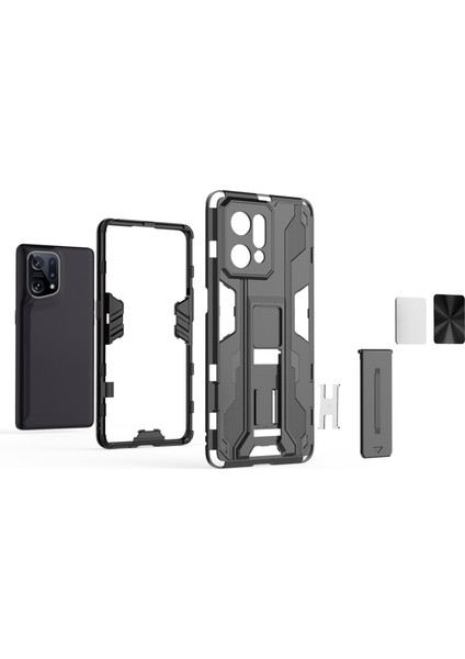 Oppo Find X5 Ağır Hizmet Tipi Sert Pc Yumuşak Tpu Sağlam Hibrit Koruyucu Kılıf Darbeye Dayanıklı Destekli Arka Kapak-Siyah (Yurt Dışından) fiyatları