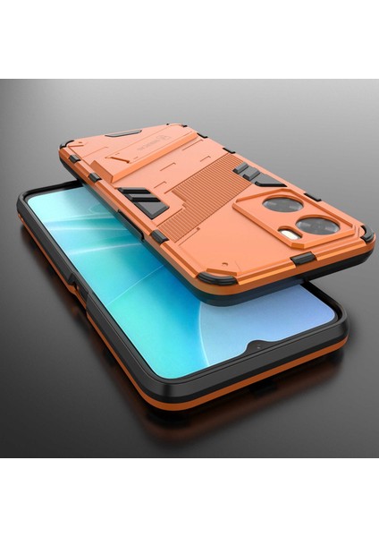 Oppo A57 4G/A57S 4g Combo Pc+Tpu Arka Kılıf Eller Serbest Destekli Şok Emici Kılıf-Turuncu (Yurt Dışından) fırsatları