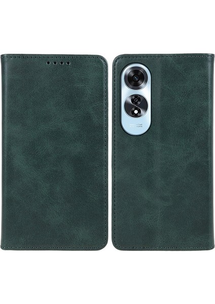 Oppo A60 4g Kılıf Deri Telefon Kılıfı Görüntüleme Standı Manyetik Kapat-Yeşil (Yurt Dışından)