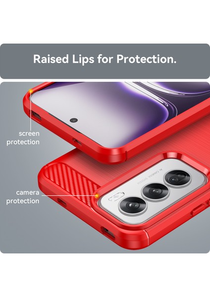 Oppo RENO12 Pro 5g (Global) Kılıf Karbon Fiber Doku Fırçalanmış Tpu Telefon Kılıfı-Kırmızı (Yurt Dışından) indirimleri