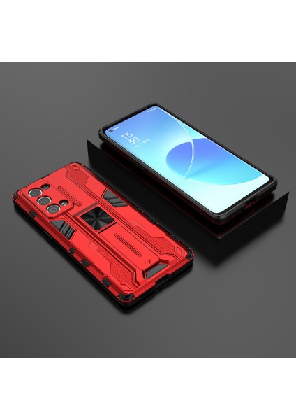Kickstand Tasarım Sert Pc Arka + Yumuşak Tpu Tampon Tampon Düşmeye Dayanıklı Koruyucu Kılıf Oppo Reno6 Pro + 5g - Kırmızı (Yurt Dışından) fırsatları