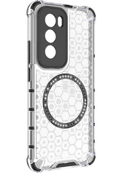 Oppo RENO12 Pro 5g (Küresel) Manyetik Kılıf Petek Dokulu Çift Katmanlı Tpu+Pc Telefon Kılıfı-Şeffaf (Yurt Dışından) modelleri