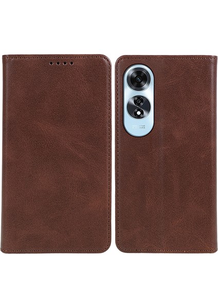 Oppo A60 4g Kılıf Deri Telefon Kılıfı Görüntüleme Standı Manyetik Yakın-Kahverengi (Yurt Dışından)