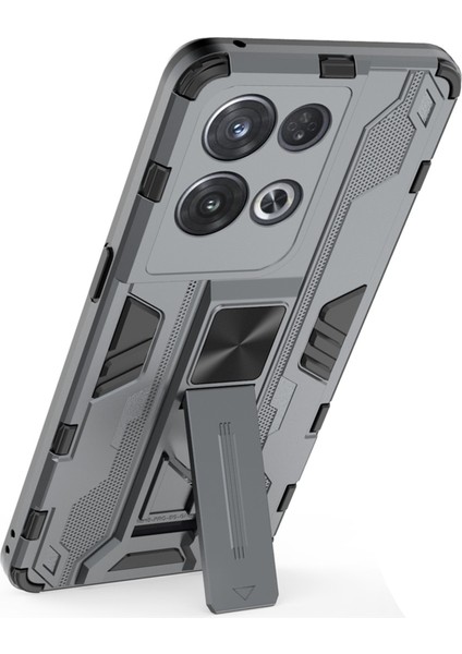 Oppo Reno8 Pro 5g (Küresel Sürüm)/reno8 Pro+ (Çin)5g Her Şey Dahil Koruma Sert Pc Yumuşak Tpu Sağlam Hibrit Kılıf Ağır Hizmet Tipi Kabuk Ayaklı-Gri (Yurt Dışından) fırsatları