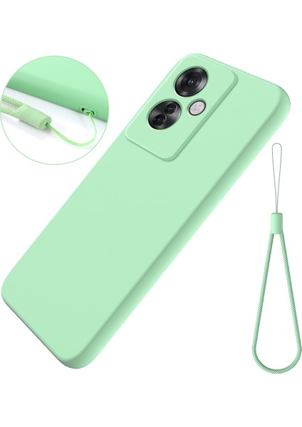 Oppo RENO11 F 5G/F25 Pro 5g Kılıf Sıvı Silikon Cep Telefonu Kılıfı Kayışlı-Yeşil (Yurt Dışından)