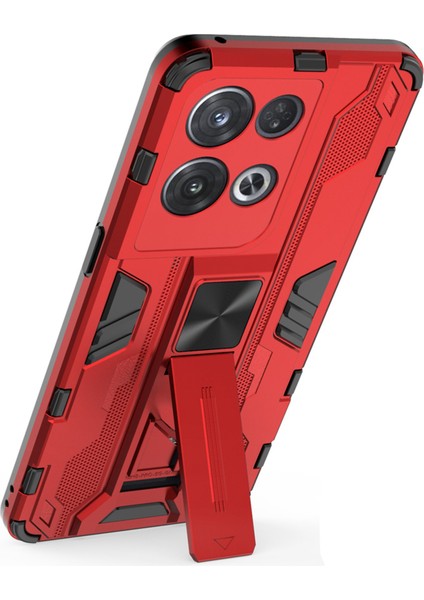 Oppo Reno8 Pro 5g (Küresel Sürüm)/reno8 Pro+ (Çin)5g Her Şey Dahil Koruma Sert Pc Yumuşak Tpu Sağlam Hibrit Kılıf Ağır Hizmet Tipi Kabuk Ayaklı-Kırmızı (Yurt Dışından) fırsatları