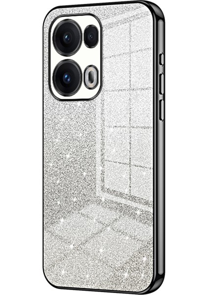 Oppo RENO13 Pro 5g Kılıf Galvanik Degrade Parıltılı Tpu Telefon Kılıfı-Siyah (Yurt Dışından)