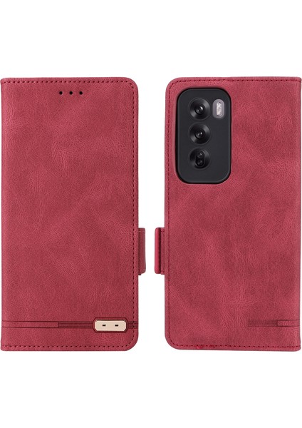 Oppo RENO12 5g(Global)Cüzdan Kılıfı Donanım Dekor Deri Kapaklı Telefon Kılıfı-Gül (Yurt Dışından)
