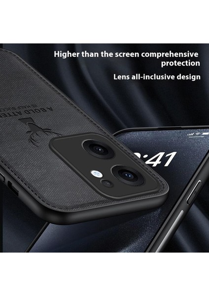 Oppo RENO13 F 5g Kılıf Geyik Desenli Kumaş Doku Pu+Pc+Tpu Telefon Kılıfı-Siyah (Yurt Dışından) fırsatları