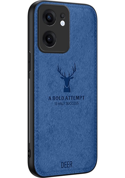 Oppo RENO13 F 5g Kılıf Geyik Desenli Kumaş Doku Pu+Pc+Tpu Telefon Kılıfı-Mavi (Yurt Dışından)