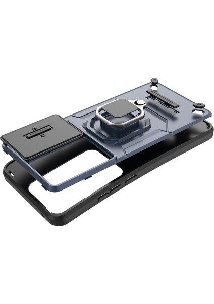 Oppo RENO11 F 5g Kılıf Halka Kickstand Pc + Tpu Arka Kabuk Sürgülü Kamera Kapağı-Siyah (Yurt Dışından) fırsatları