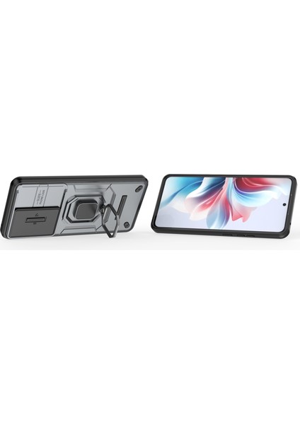 Oppo RENO11 F 5g Kılıf Halka Kickstand Pc + Tpu Arka Kabuk Sürgülü Kamera Kapağı-Gri (Yurt Dışından) fırsatları