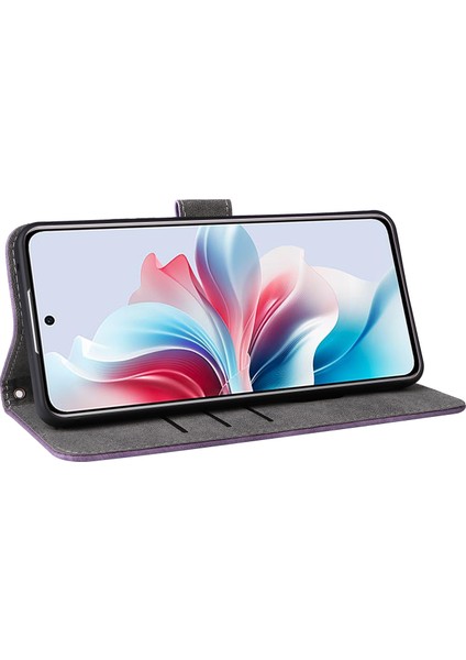 Oppo RENO11 F 5G/F25 Pro 5g Cüzdan Kılıfı Rfıd Engelleme Telefon Kılıfı Bilek Kayışı Ile-Mor (Yurt Dışından) modelleri