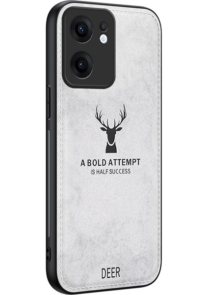 Oppo RENO13 F 5g Kılıf Geyik Desenli Kumaş Doku Pu+Pc+Tpu Telefon Kılıfı-Gri (Yurt Dışından)