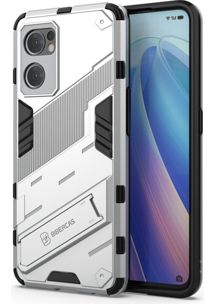 Oppo Reno7 5g (Global)/find X5 Lite Darbeye Dayanıklı Telefon Kılıfı, Destek Ayağı Çift Katmanlı Tasarım Yumuşak Tpu Sert Pc Telefon Arka Kapağı-Beyaz (Yurt Dışından)