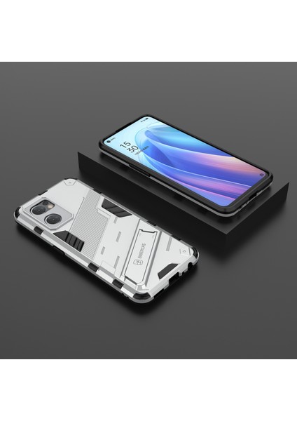 Oppo Reno7 5g (Global)/find X5 Lite Darbeye Dayanıklı Telefon Kılıfı, Destek Ayağı Çift Katmanlı Tasarım Yumuşak Tpu Sert Pc Telefon Arka Kapağı-Beyaz (Yurt Dışından) modelleri