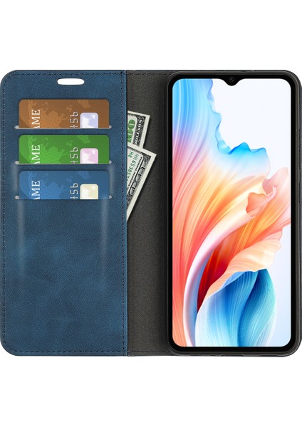 Oppo A38 4g Telefon Kılıfı Pu Deri Cüzdan Standı Düşmeye Karşı Cilt Dokunma Hissi Kapak-Mavi (Yurt Dışından) fiyatları