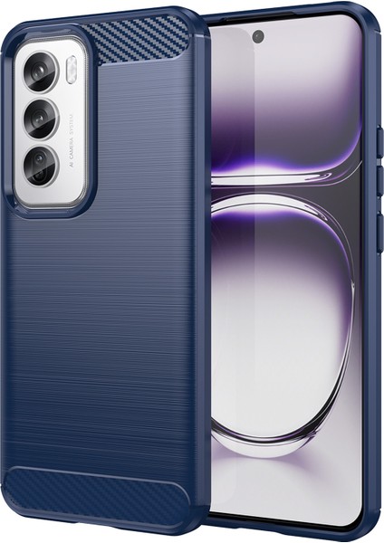 Oppo RENO12 Pro 5g (Global) Kılıf Karbon Fiber Doku Fırçalanmış Tpu Telefon Kılıfı-Mavi (Yurt Dışından)
