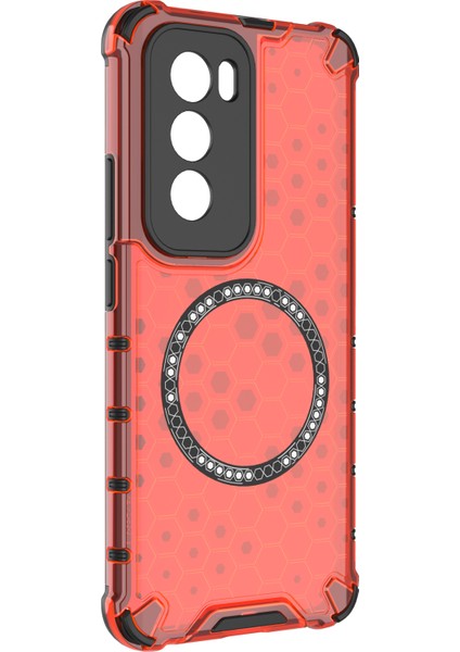 Oppo RENO12 5g (Küresel) Manyetik Kılıf Honeycomb Hibrit Serisi Tpu+Pc Telefon Kılıfı-Kırmızı (Yurt Dışından) modelleri