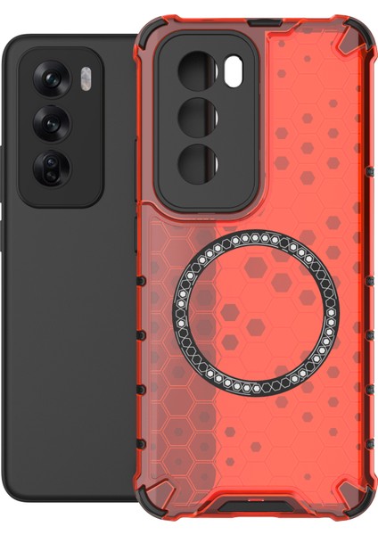 Oppo RENO12 5g (Küresel) Manyetik Kılıf Honeycomb Hibrit Serisi Tpu+Pc Telefon Kılıfı-Kırmızı (Yurt Dışından) fırsatları