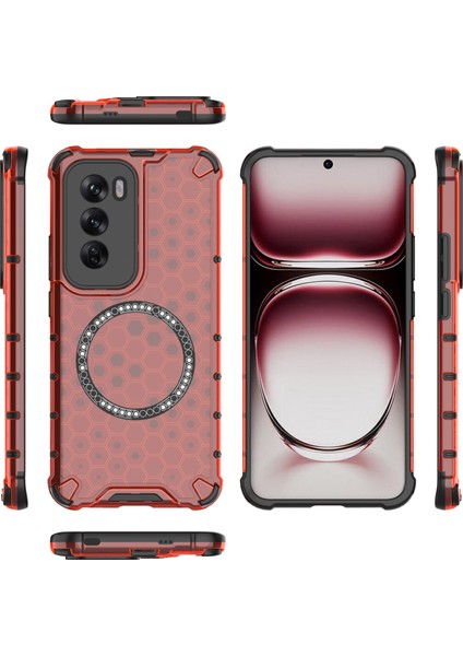 Oppo RENO12 5g (Küresel) Manyetik Kılıf Honeycomb Hibrit Serisi Tpu+Pc Telefon Kılıfı-Kırmızı (Yurt Dışından) indirimleri