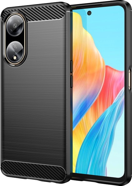Oppo A1 5G/A98 5G/F23 5g Yumuşak Tpu Telefon Kılıfı Karbon Fiber Doku Fırçalanmış Telefon Kılıfı-Siyah (Yurt Dışından)