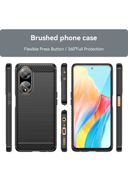 Oppo A1 5G/A98 5G/F23 5g Yumuşak Tpu Telefon Kılıfı Karbon Fiber Doku Fırçalanmış Telefon Kılıfı-Siyah (Yurt Dışından) modelleri
