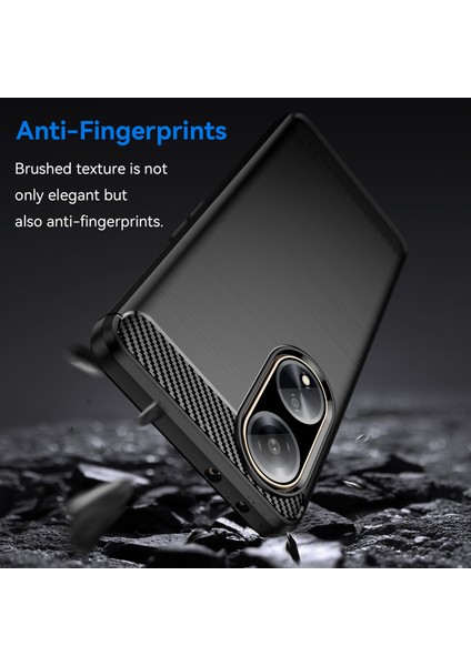 Oppo A1 5G/A98 5G/F23 5g Yumuşak Tpu Telefon Kılıfı Karbon Fiber Doku Fırçalanmış Telefon Kılıfı-Siyah (Yurt Dışından) fırsatları