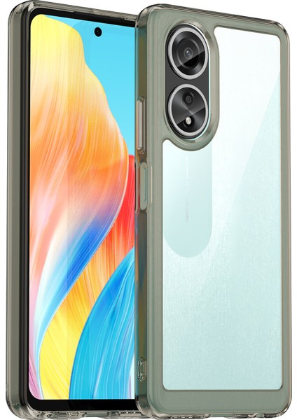 Oppo A58 4g Kılıf Tpu+Akrilik Darbeye Dayanıklı Düşmeye Karşı Koruyucu Telefon Kılıfı-Şeffaf Gri (Yurt Dışından)