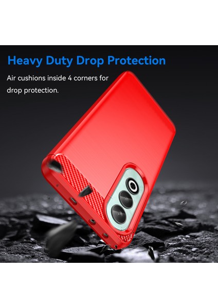 Oppo K12 Tpu Kılıf Çizilmez Karbon Fiber Doku Ekleme Telefon Kılıfı-Kırmızı (Yurt Dışından) modelleri