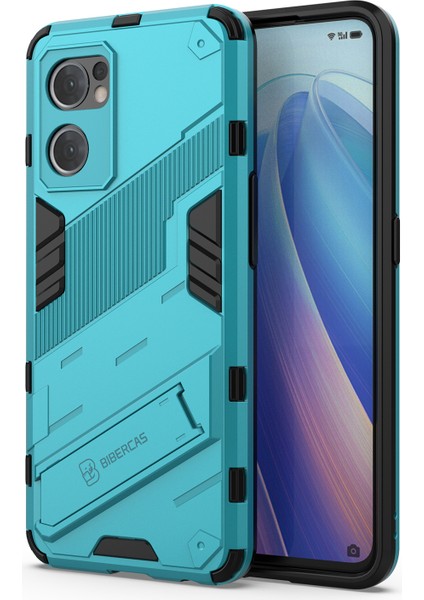 Oppo Reno7 5g (Global) Sert Pc + Yumuşak Tpu Telefon Arka Kapak Koruyucu Kılıf Kickstand ile Düşmeye Karşı Telefon Kılıfı - Bebek Mavisi (Yurt Dışından) fırsatları