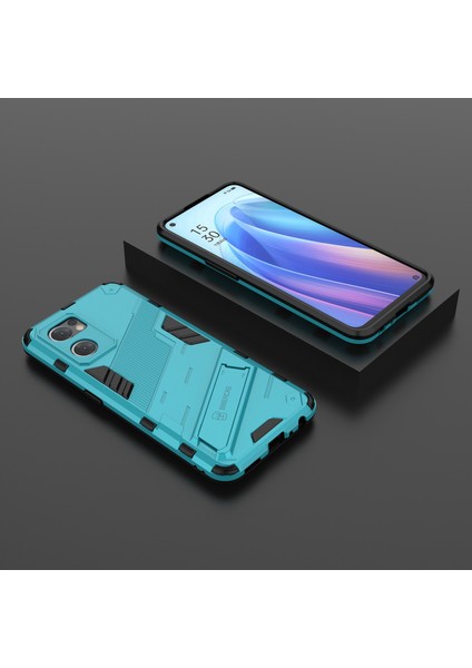 Oppo Reno7 5g (Global) Sert Pc + Yumuşak Tpu Telefon Arka Kapak Koruyucu Kılıf Kickstand ile Düşmeye Karşı Telefon Kılıfı - Bebek Mavisi (Yurt Dışından) indirimleri
